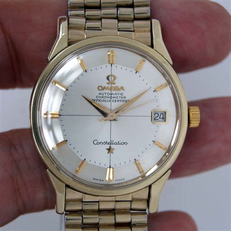 omega constellation gold watch 1960|Omega Constellation chronometer watch value.